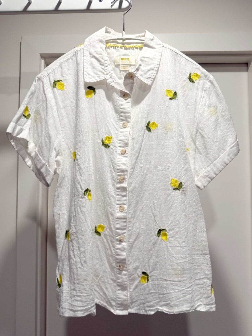 Maeve Anthropologie Embroidered Lemon Shirt - XS - Picture 2 of 5